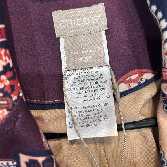 Chico’s Paisley Print Lined Colorful Trench Coat Button Front Size 0 US 4/6 NWT - Picture 5 of 12